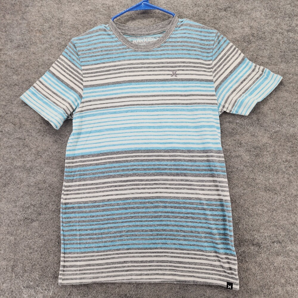 Hurley Buckle Shirt Mens Small Premium Triblend Short Sleeve Gray Striped